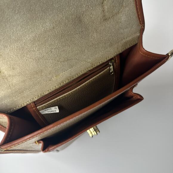 Rare Vintage Korean Pebbled Leather Backpack Turn Lock Natural Tan Brown - Picture 13 of 16